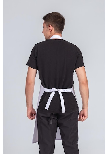 Erkek Boyundan Asmalı Barista Şef Mutfak Önlüğü Beyaz