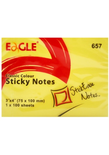 Eagle 75x100 MM Klasik Renk Yapışkanlı Not Kağıdı 100 Yaprak Sarı 657 12 Adet