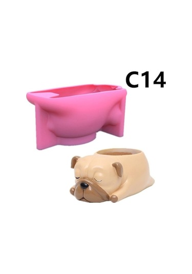 Novahub 1 Adet Silikon Kalıp Sevimli Kedi Köpek Saksı Etli Dıy Yapımı Reçine Beton Vazo Kaktüs Mum Silikon Kalıp Ev Dekor Aracı C14 C14