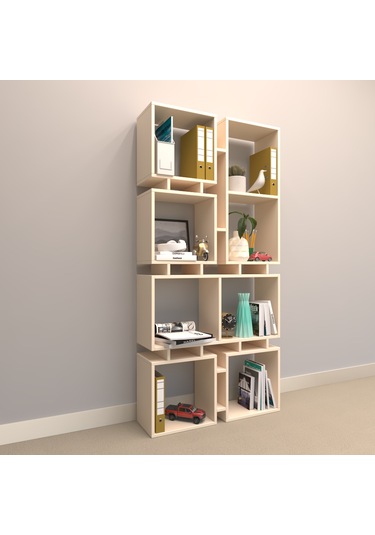 Rafkestir Ozy Suntalam Kitaplık ( 86 X 178 Cm ) Krem ( Parlak )