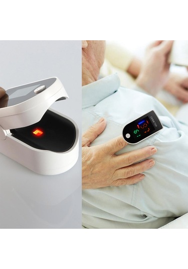 Vkemall Pulse Oksimetre 1.4 İnç 4 Renkli Led Dijital Nabız Oksimetresi Parmak Klipsli Oksimetre Kan Oksi Siyah Ve Beyaz