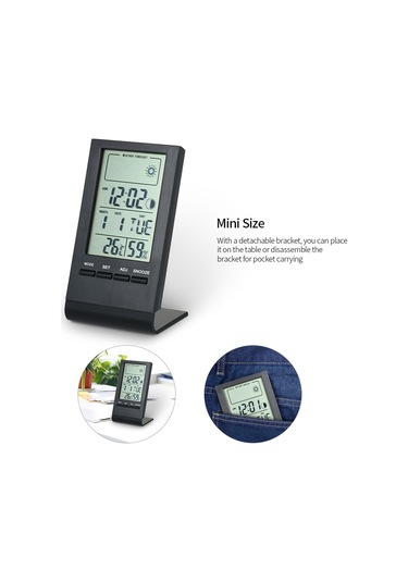 Kangvka Cx-220 Siyah Mini İç Mekan Termometre - Nem Ölçer, Lcd Ekran, Zaman/tarih Gösterimi, Hava Tahmini, / Desteği Pil Dahil Değil