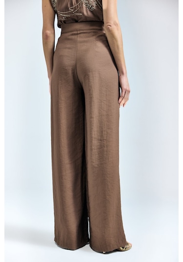 Sateen Dina Pantolon - Kahve-137348