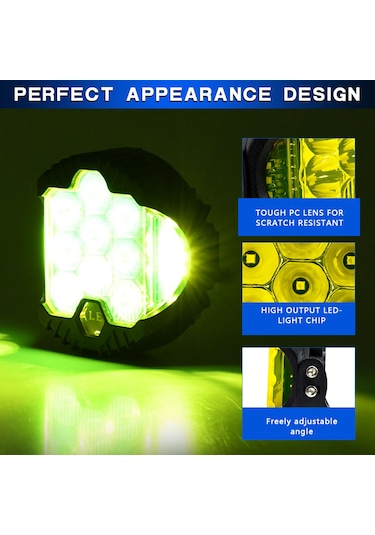 Xiyyadms 3" Çok Amaçlı Led Araç Işığı - 15000lm Parlaklık, Ip67 Su Geçirmez, 9-30v Geniş Voltaj