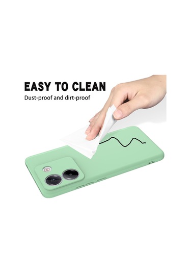 Xiaomi Poco M7 Pro 5g İçin Düz Renk Sıvı Silikon Damlamaz Tam Kapsama Telefon Kılıfı Yeşil