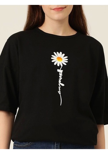 Baskılı T-shirt - Siyah Siyah