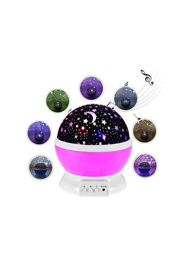 Novahub Pembe Bebek Gece Lambası Müzikli Yıldız Projektör Çocuk Romantik Dönen Masa Lambası Çoklu Renkler 49