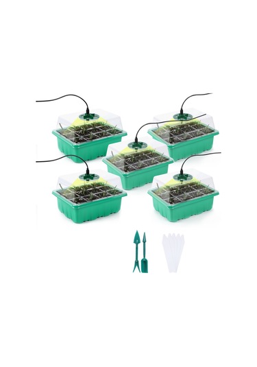 Sones 5 Set Bitki Tohumu Başlangıç Tepsisi Seti, Büyüme Işığıyla Fide Tepsisi Başlatıcısı Yeşil