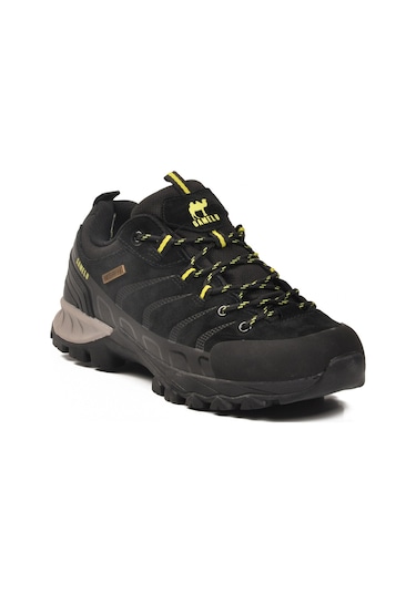 Siyah Sarı Hakiki Deri Su Geçirmez Erkek Outdoor Ayakkabı Solo M Siyah-sarı