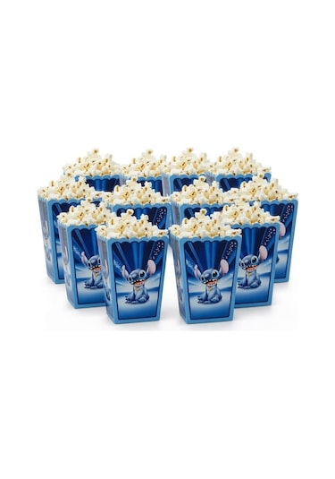 Stitch Mısır Kutusu 8'li Pop Corn Kabı Doğum Günü Parti Süsü