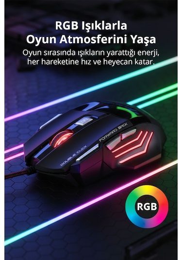 7635 X7 Rgb Led Işıklı Gaming Mouse / 7 Tuşlu Oyuncu Mouse / 800/1200/1600/2400 Dpı / Kumaş Kablo 7635