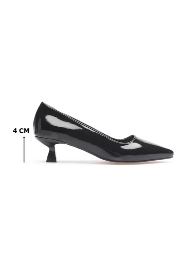 Trendella Kadın Siyah Rugan Kısa Topuklu Stiletto Ayakkabı Tr20ms03e