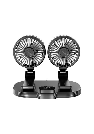 Neevoyu Araba Fani 12v-24v Usb Çift Başlı Katlanabilir 2 Seviye Hızlı 360 Döner Sessiz Soğutucu Ön/arka Koltuk Fl-111 Siyah