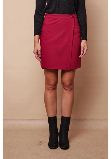 Kadın Yüksek Bel Kruvaze Model Hafif Likralı Şık Kumaş Ofis Kalem Etek-bordo Bordo