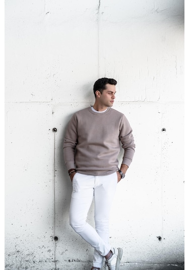 SLİMFİT SIFIR YAKA BASİC 3 İPLİK ERKEK SWEATSHİRT