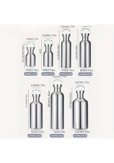 Paslanmaz Çelik Su Şişesi Tek Duvar Metal Su Şişesi Büyük Kamp Su Şişesi Tutamaklı Geniş Ağız Sızıntı Profili Hafif Spor K Yarışıklı Kupa 51 Oz Çelik