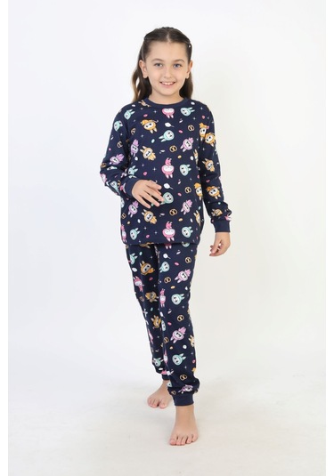 Labubu Desenli Kız Çocuk Takımı Lacıvert