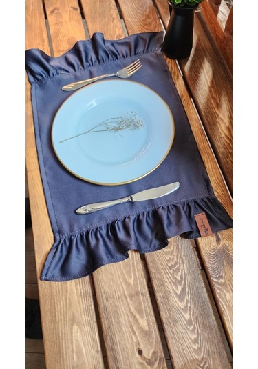 Serra Saten 2 Kenar Fırfırlı Antrasit Vintage Amerikan Servis 30x50