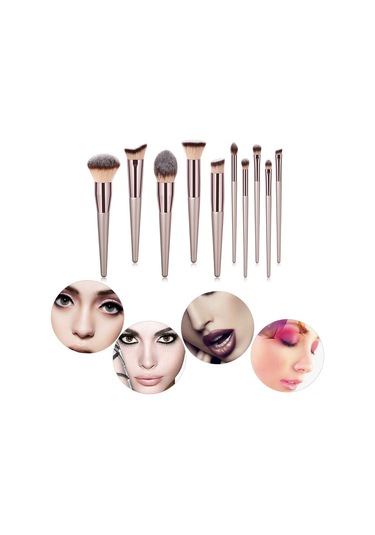 Yifomall Gujhui Profesyonel Makyal Fırçası Seti: Çok Amaçlı Fondöten, Allık, Kaş Ve Toz Fırçası Dahil 10 Parça Cilt Dostu Kozmetik Araçları