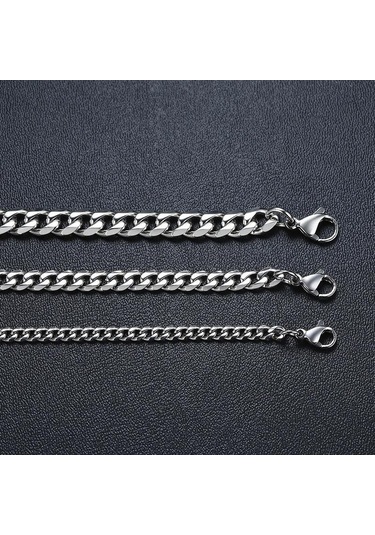 Gümüş Erkekler Kadınlar İçin 9 Boyutu Bilezikler Paslanmaz Çelik Curb Küba Link Zinciri Bilezikler Parti Takı Hediye 50cmx7mm