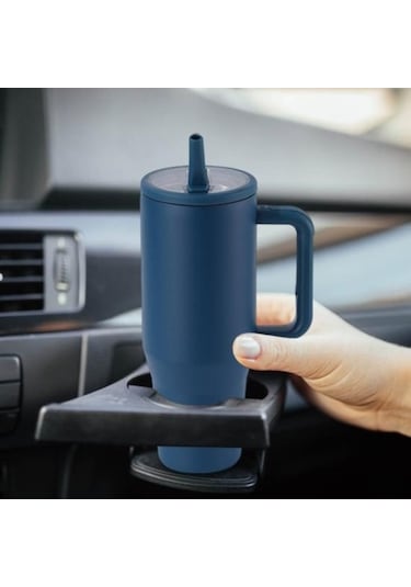 Novahub 40 Oz Paslanmaz Termal Bardak, Kapaklı Pipetli Sızdırmaz Gül Kırmızı Gül Kırmızısı