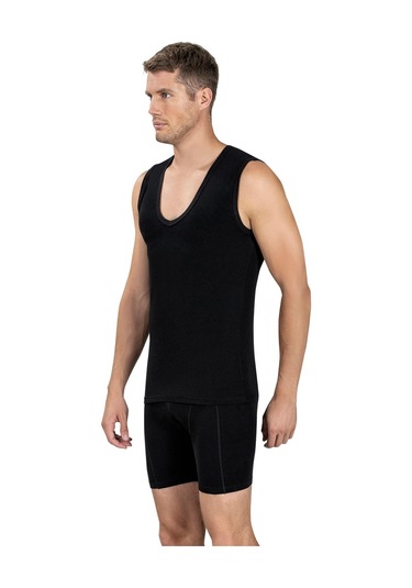 Jiber Erkek Derin V Yaka Sıfır Kol Likralı Fanila Atlet 117 - 3 Adet 001