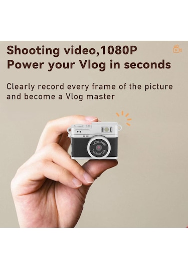 Mini Kamera 1080p Küçük Dijital Kamera, 0.96 İnç Ekranlı Mini Retro Vintage Kamera Black