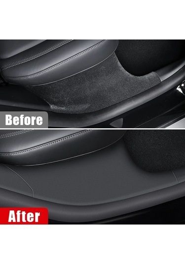 Tesla Model Y Arka Kapı İçin Dahili Eşik Şeridi Arka Koltuklar Tekme Önleyici Deri Koruyucu Ped Karbon Fiber Karbon Fiber