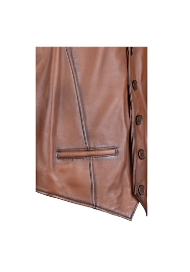 Tamer Tanca Erkek Hakiki Deri Taba Yelek Deri Mont 1042 Y01 Erk Derı Yelek Sk24/25 Taba Zıg Taba