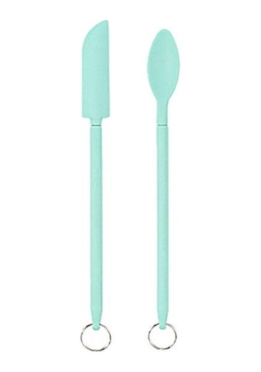 Yeşil 2 Adet/takım Spatula Araç Seti Silikon Mini Spatula Çift Uçlu Kazıyıcı Güzellik Kaşık İle Mutfak Kavanozları İçin