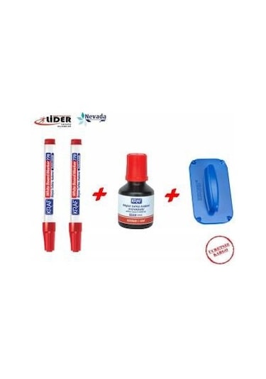 Kraf Tahta Kalemi 770 2 Adet Kalem +1 Adet 445G Mürekkep+1 Silgi Kırmızı