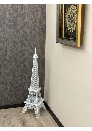 Metal Eyfel Kulesi Cnc Kesim Beyaz Renk