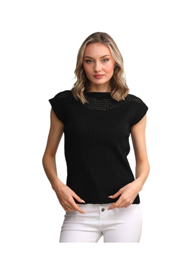 Kadın Triko Kayık Yaka Omuz Fitilli Askılı Atlet 12731 Bgl-st04220 Siyah