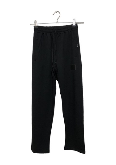 Erkek Siyah Büyük Beden Battal Boy Eşofman Altı Düz Paça