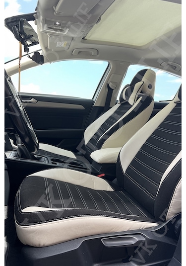 Vk Auto Volkswagen Passat B8 Araca Özel Koltuk Kılıf Siyah-beyaz