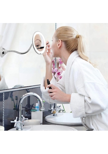 Moveevo 11,5 Inç 10x Büyüteçli Ayna Led Işıklı Banyo Aynası Güçlü Vantuzlu