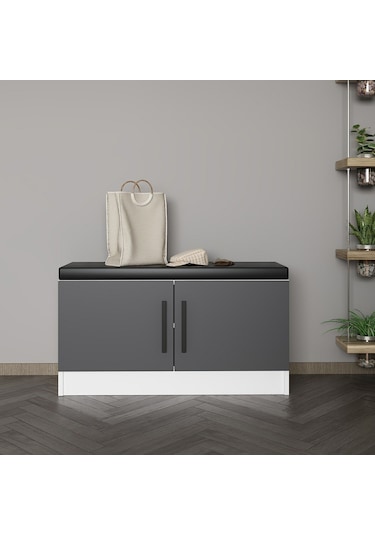 Minar Kale Ayakkabılık Minderli Beyaz Antrasit