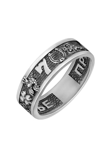 Zolotoj Merkurij Yedi Mutluluk Sembolü Gümüş Koruyucu Yüzük Uğur 39665316 Gri