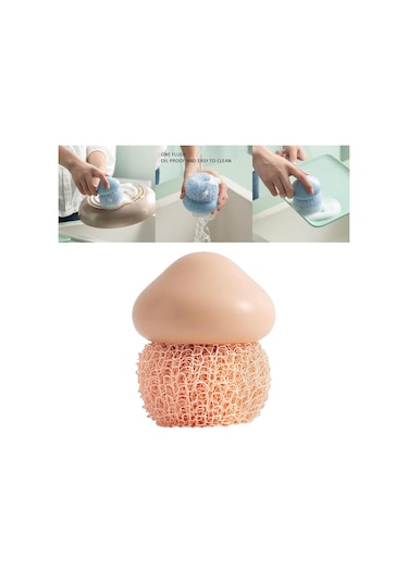 Magideal Suntek Mutfak Dayanıklı Bulaşık Temizleme Topu Pembe - 7 x 7 x 8 CM Pembe