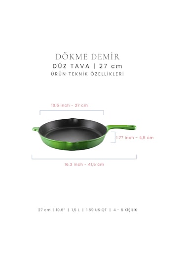 Voeux 27 Cm Düz Tava -yesil