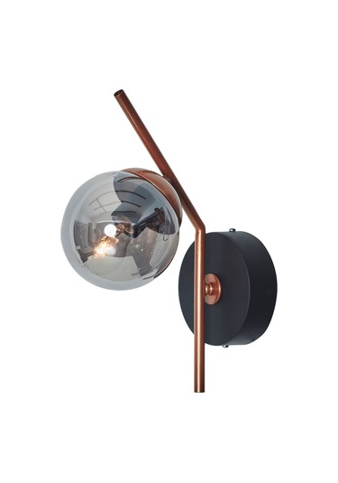 Luzarana Elit Bakır Siyah Metal Gövde Füme Camlı Tasarım  Dikey Aplik