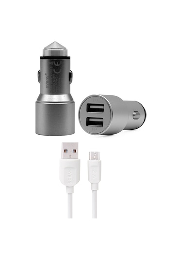 Syrox C32 Metal Araç Içi Şarj Adaptörü ve Micro Usb Kablo Set 3.1