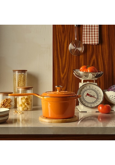 Pot Art Degrade Kayısı Yuvarlak Döküm Kapaklı Sos Tencere 18 Cm Turuncu