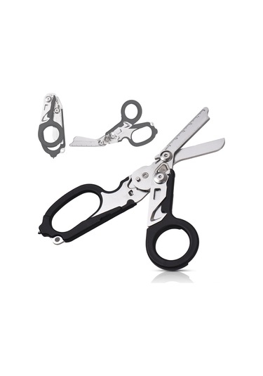 Hfambition Küçük Çekirdekli Folding Çakı-makas Seti, Dış Mekan Kampı İçin Çok Fonksiyonlu, Sert Çelik, Siyah, Acil Kırıcı Ve Açıcı Araçlar