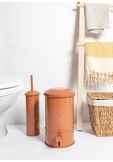 The Mia Prizma Çöp Kovası Banyo Terracota 5 Lt Beyaz