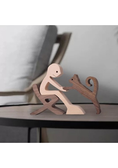 Suntek Ahşap Oyma Tahsil Figürler Köpek Sevgilisi Stil-a