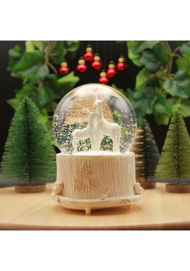 Yılbaşı Noel Geyik Kar Küresi Kar Motorlu, Işıklı Ve Müzikli Mega Boy