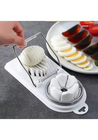 Kırmızı Çok Fonksiyonlu Yumurta Dilimleme Paslanmaz Çelik Dilimleme Fantezi Splitter Yumurta Kesme Aleti Ev Iki Bir Yumurta Kesici Mutfak Aletleri Kırmızı