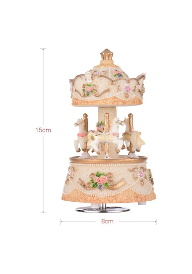 Sarı Ammoon Müzik Kutusu Atlıkarınca At Tek Boynuzlu At Renk Değişimi Led Işık Işıklı Dönen En Iyi Hediye