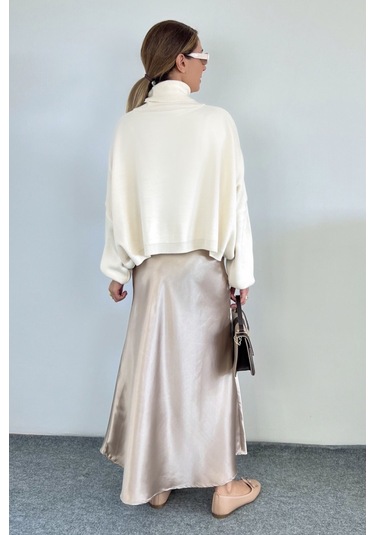 Luna Bel Lastikli Maksi Boy Gold Saten Etek Gold